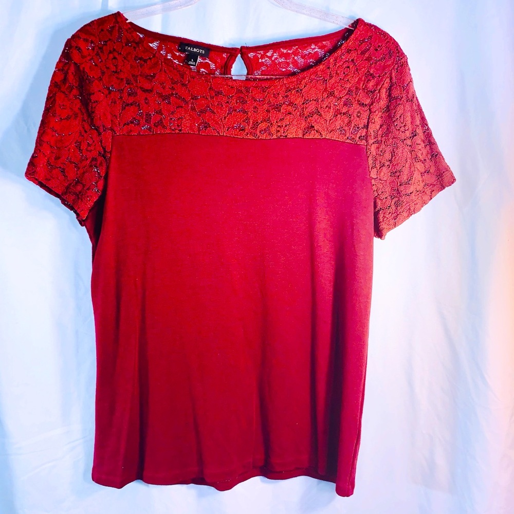 Talbots Lace Top Tee Size Large